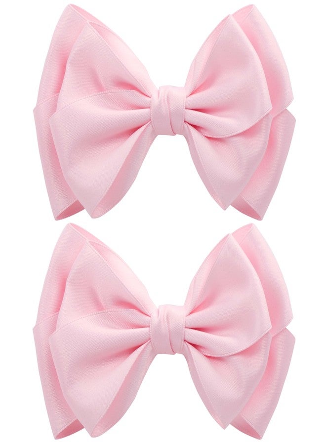 ZOLYCO Large Big 6 Inch Hair Bows for Girls Thick Ribbon Boutique Alligator Clips Hair Accessories for Baby Girls Toddlers Kids Teens 2 PCS (Pink) - Image 1
